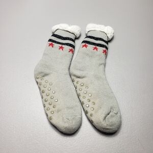 gray sherpa lined warm lounge socks women's shoes size 4-10